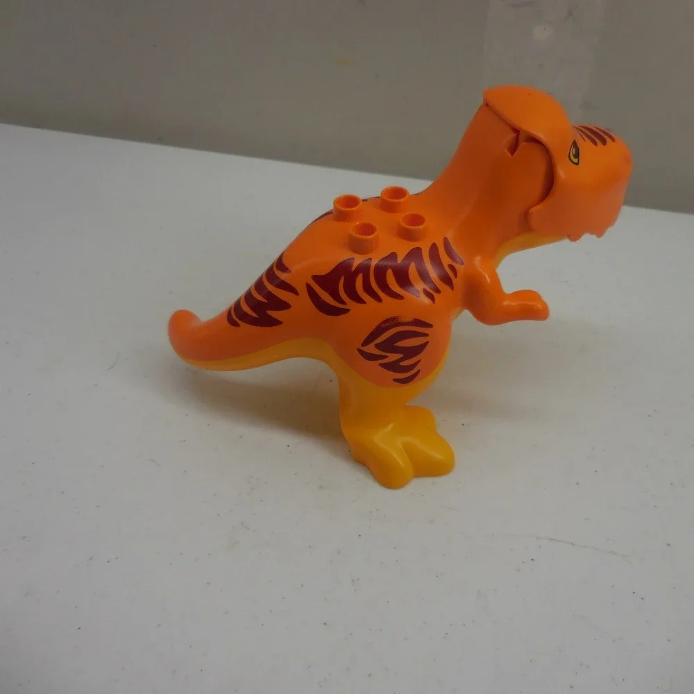 LEGO Duplo Orange T-Rex Dinosaur Figure with Movable Jaw and Stripes